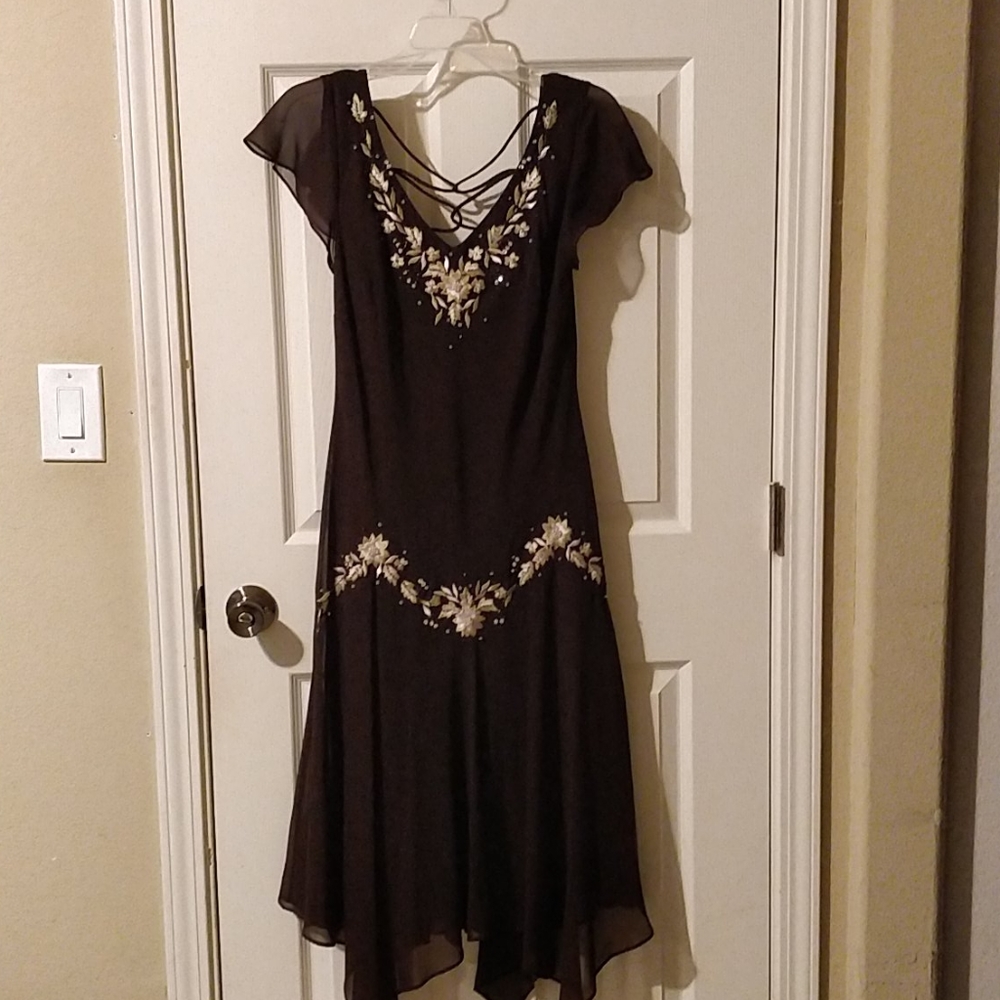 Embroidered Brown Dress